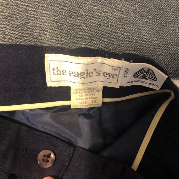 The Eagle's Eye Vintage Navy Wool Pants Preloved Women's Size 12 - Picture 8 of 10